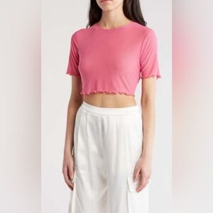 AFRM Hot Pink Isla Mesh‎ Crop Top